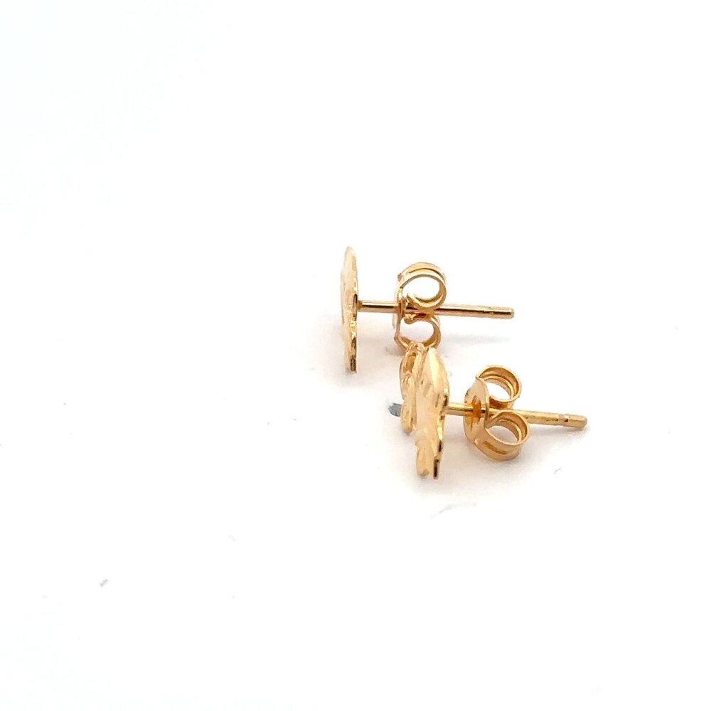 18K Gold Earrings Stud Car 1.43 grams - Picture 3 of 9